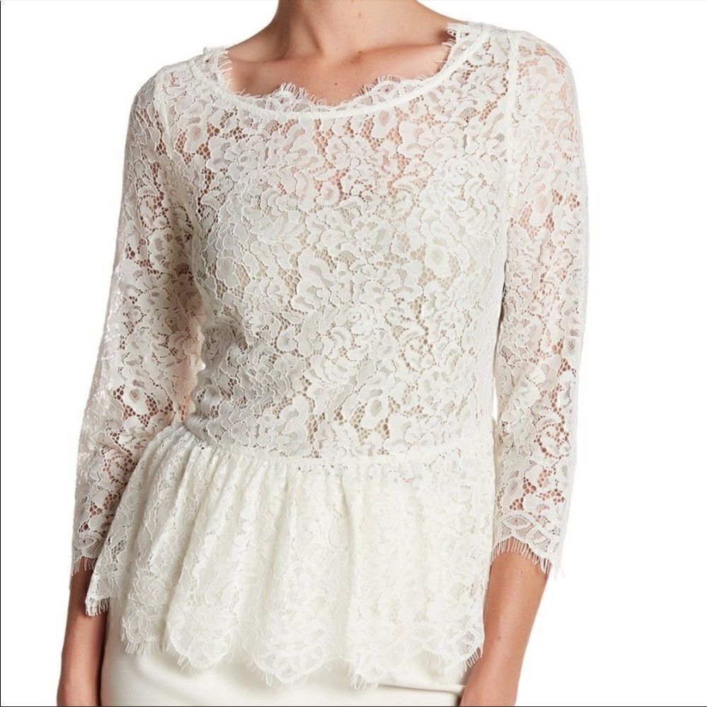 Joie Koda Floral Lace Blouse Peplum Top